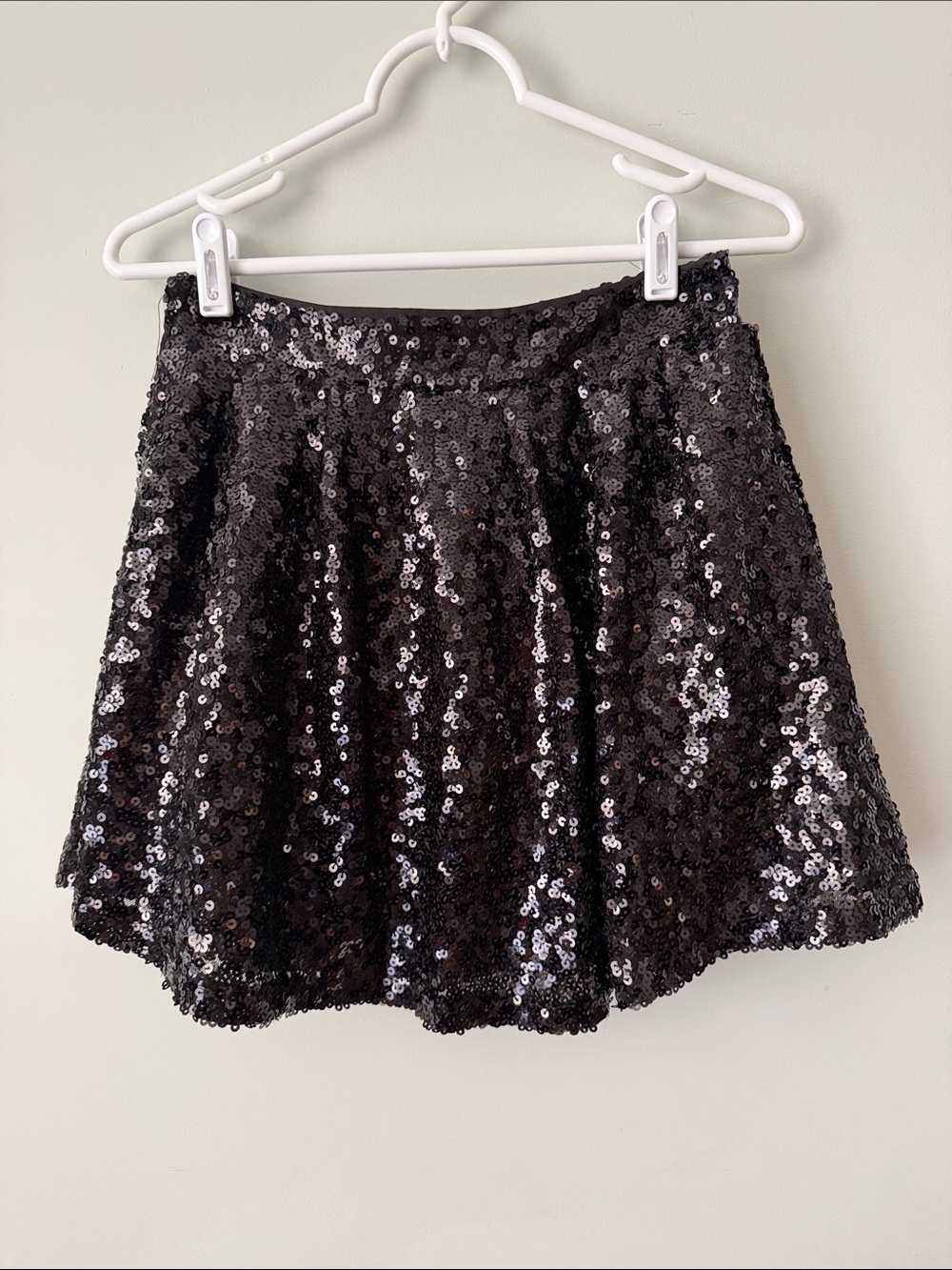Black Sequin Skater Skirt — Flared Party Mini
